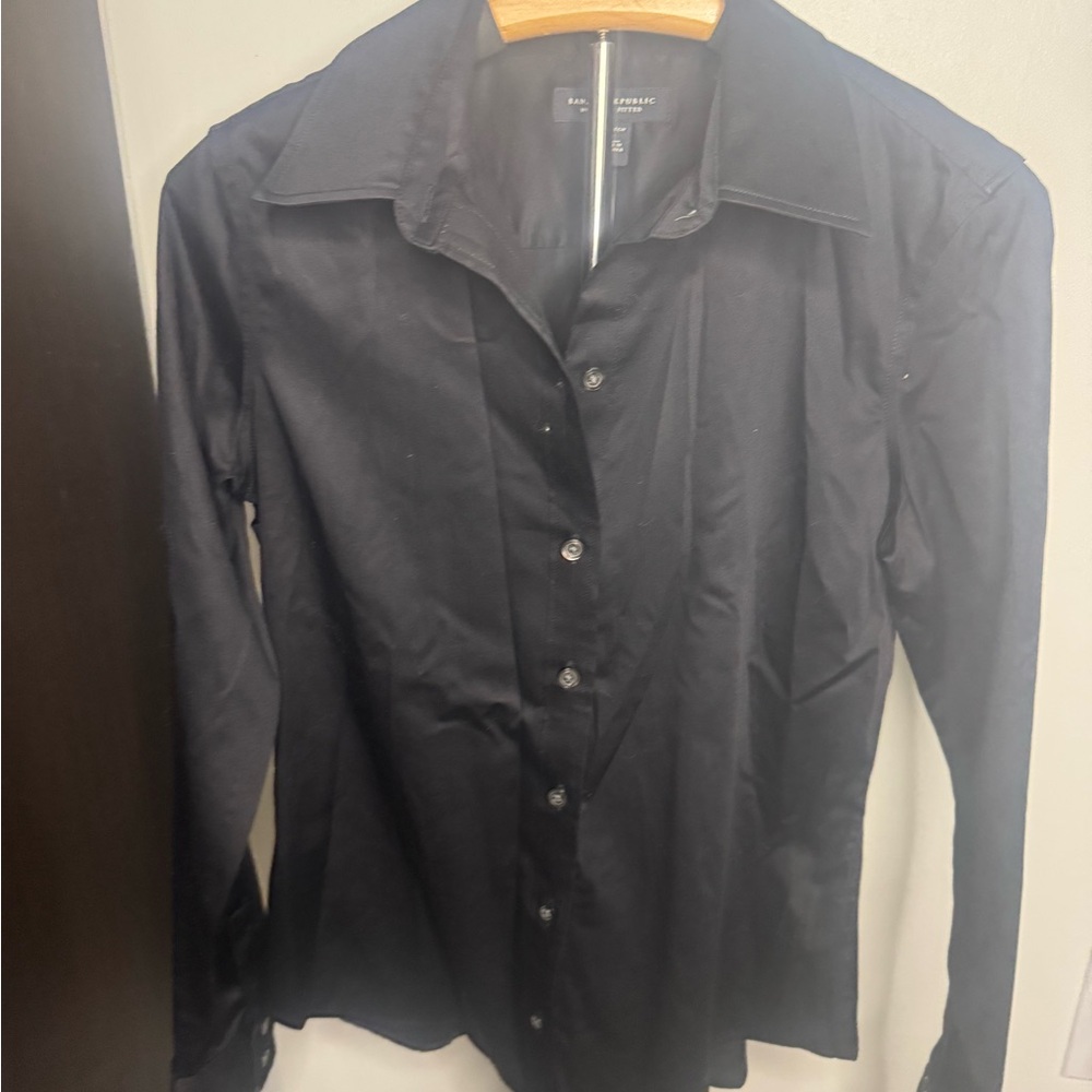 Banana Republic Black Non-Iron Fitted Shirt